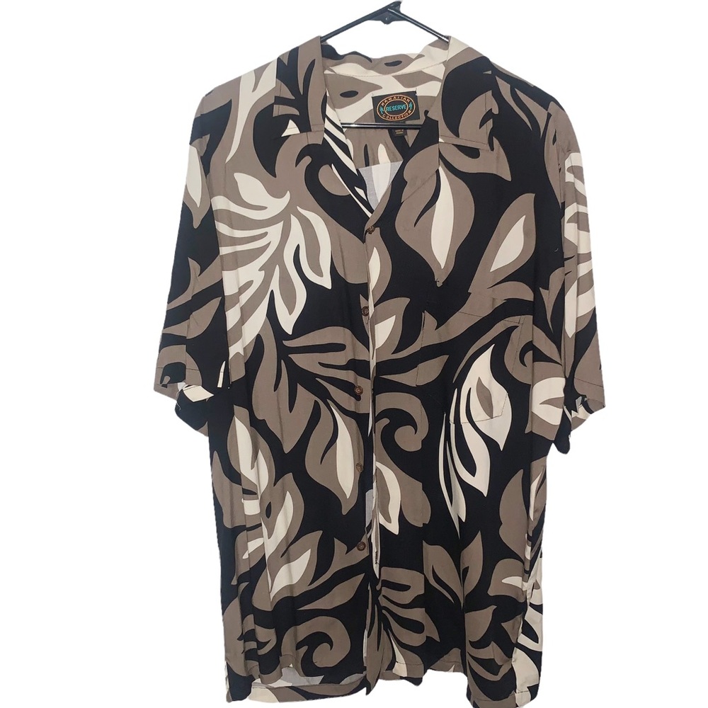 Mens | Hawaiian Shirt Large Tan and Black Button down
